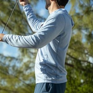 Poncho Long sleeve Crossover Performance Hoddie, large sky blue